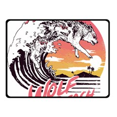 Gray Wolf Beach Waves A Wolf Animal Retro Two Sides Fleece Blanket (small) by pakminggu