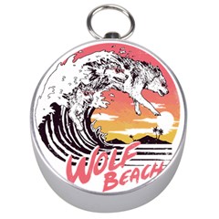 Gray Wolf Beach Waves A Wolf Animal Retro Silver Compasses by pakminggu