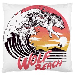 Gray Wolf Beach Waves A Wolf Animal Retro Standard Premium Plush Fleece Cushion Case (two Sides) by pakminggu