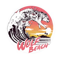 Gray Wolf Beach Waves A Wolf Animal Retro Mini Round Pill Box by pakminggu