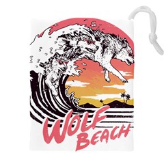 Gray Wolf Beach Waves A Wolf Animal Retro Drawstring Pouch (4xl) by pakminggu