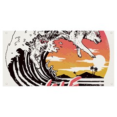 Gray Wolf Beach Waves A Wolf Animal Retro Banner And Sign 8  X 4  by pakminggu