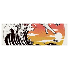 Gray Wolf Beach Waves A Wolf Animal Retro Banner And Sign 12  X 4  by pakminggu