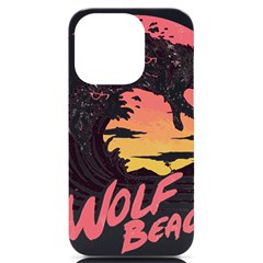 Gray Wolf Beach Waves A Wolf Animal Retro Iphone 14 Pro Black Uv Print Case by pakminggu