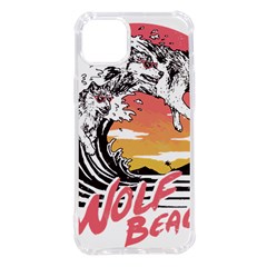 Gray Wolf Beach Waves A Wolf Animal Retro Iphone 14 Plus Tpu Uv Print Case