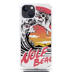 Gray Wolf Beach Waves A Wolf Animal Retro Iphone 13 Tpu Uv Print Case