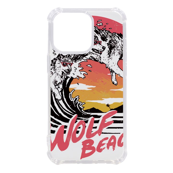 Gray Wolf Beach Waves A Wolf Animal Retro iPhone 13 Pro TPU UV Print Case