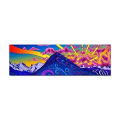 Psychedelic Colorful Lines Nature Mountain Trees Snowy Peak Moon Sun Rays Hill Road Artwork Stars Sticker Bumper (10 Pack) by pakminggu