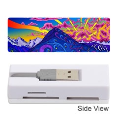 Psychedelic Colorful Lines Nature Mountain Trees Snowy Peak Moon Sun Rays Hill Road Artwork Stars Memory Card Reader (stick) by pakminggu