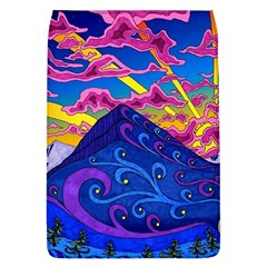 Psychedelic Colorful Lines Nature Mountain Trees Snowy Peak Moon Sun Rays Hill Road Artwork Stars Removable Flap Cover (l) by pakminggu