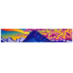 Psychedelic Colorful Lines Nature Mountain Trees Snowy Peak Moon Sun Rays Hill Road Artwork Stars Large Premium Plush Fleece Scarf  by pakminggu