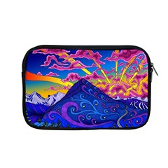 Psychedelic Colorful Lines Nature Mountain Trees Snowy Peak Moon Sun Rays Hill Road Artwork Stars Apple Macbook Pro 13  Zipper Case by pakminggu