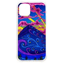 Psychedelic Colorful Lines Nature Mountain Trees Snowy Peak Moon Sun Rays Hill Road Artwork Stars Iphone 12/12 Pro Tpu Uv Print Case by pakminggu