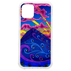 Psychedelic Colorful Lines Nature Mountain Trees Snowy Peak Moon Sun Rays Hill Road Artwork Stars Iphone 12 Mini Tpu Uv Print Case	 by pakminggu