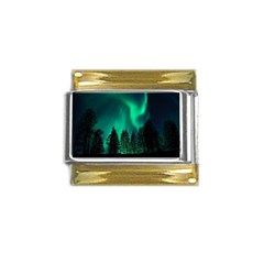 Aurora Northern Lights Phenomenon Atmosphere Sky Gold Trim Italian Charm (9mm) by pakminggu