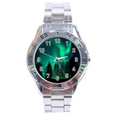 Aurora Northern Lights Phenomenon Atmosphere Sky Stainless Steel Analogue Watch by pakminggu