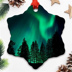 Aurora Northern Lights Phenomenon Atmosphere Sky Snowflake Ornament (two Sides) by pakminggu