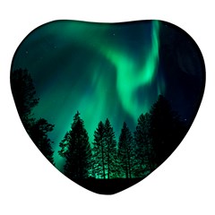 Aurora Northern Lights Phenomenon Atmosphere Sky Heart Glass Fridge Magnet (4 Pack) by pakminggu