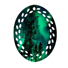 Aurora Northern Lights Celestial Magical Astronomy Ornament (Oval Filigree)