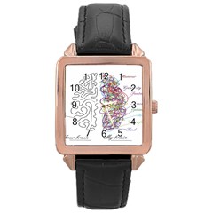 Neurodivergent Creative Smart Brain Rose Gold Leather Watch  by pakminggu