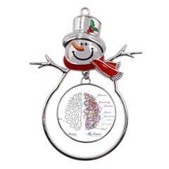 Neurodivergent Creative Smart Brain Metal Snowman Ornament by pakminggu