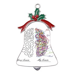 Neurodivergent Creative Smart Brain Metal Holly Leaf Bell Ornament by pakminggu