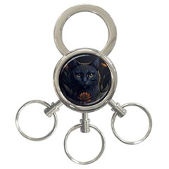 Art Cat Drawing Mammal Animal Feline 3-ring Key Chain by pakminggu