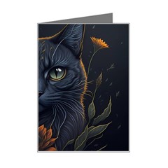 Art Cat Drawing Mammal Animal Feline Mini Greeting Card by pakminggu