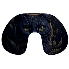 Art Cat Drawing Mammal Animal Feline Travel Neck Pillow by pakminggu