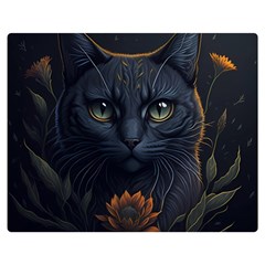 Art Cat Drawing Mammal Animal Feline Two Sides Premium Plush Fleece Blanket (medium) by pakminggu