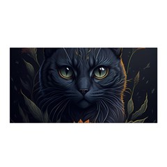 Art Cat Drawing Mammal Animal Feline Satin Wrap 35  X 70  by pakminggu