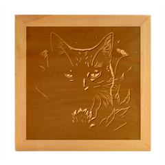 Art Cat Drawing Mammal Animal Feline Wood Photo Frame Cube by pakminggu