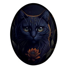 Art Cat Drawing Mammal Animal Feline Oval Glass Fridge Magnet (4 Pack)