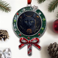 Art Cat Drawing Mammal Animal Feline Metal X mas Lollipop With Crystal Ornament by pakminggu