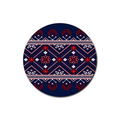 Ukrainian Folk Seamless Pattern Ornament Rubber Round Coaster (4 Pack) by pakminggu