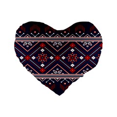 Ukrainian Folk Seamless Pattern Ornament Standard 16  Premium Heart Shape Cushions