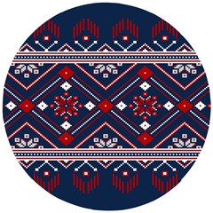 Ukrainian Folk Seamless Pattern Ornament Wooden Puzzle Round by pakminggu