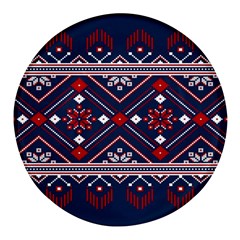 Ukrainian Folk Seamless Pattern Ornament Round Glass Fridge Magnet (4 Pack) by pakminggu