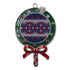 Ukrainian Folk Seamless Pattern Ornament Metal X mas Lollipop With Crystal Ornament by pakminggu