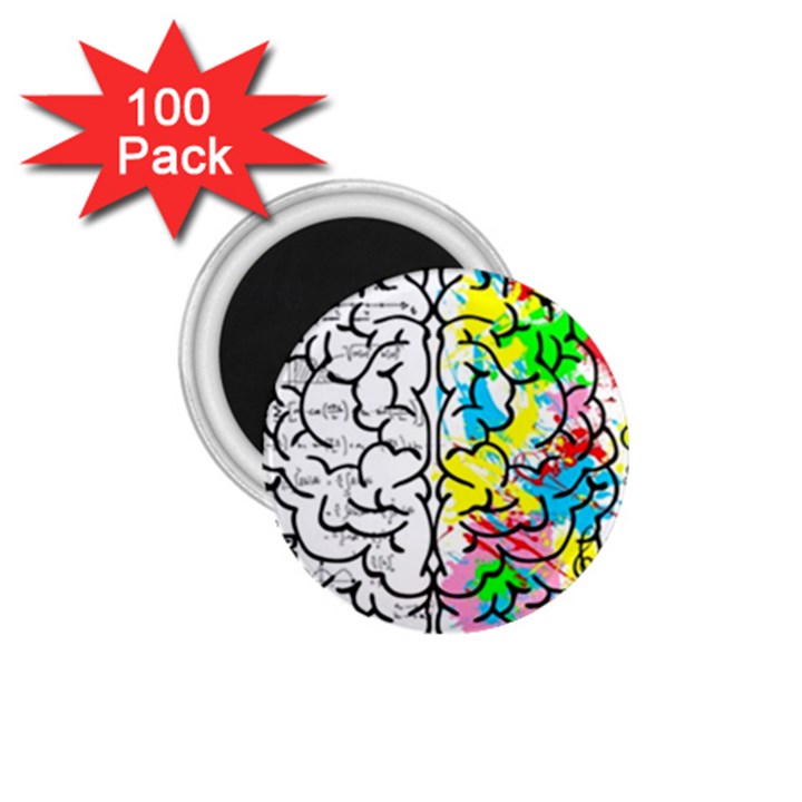 Brain Left Logic Language Science 1.75  Magnets (100 pack) 