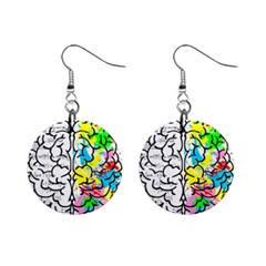 Brain Left Logic Language Science Mini Button Earrings by pakminggu