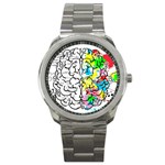 Brain Left Logic Language Science Sport Metal Watch Front