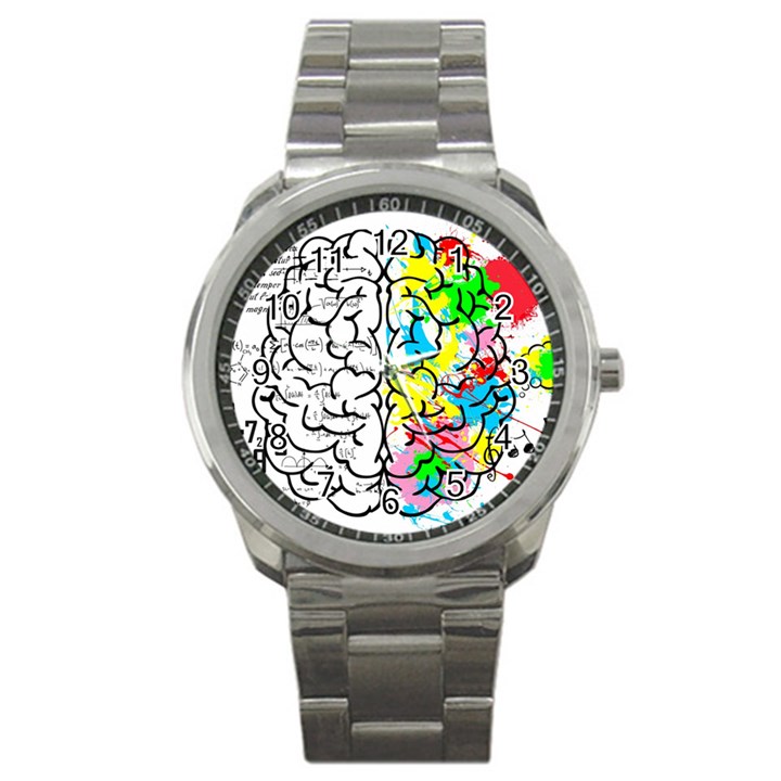 Brain Left Logic Language Science Sport Metal Watch