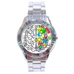 Brain Left Logic Language Science Stainless Steel Analogue Watch by pakminggu