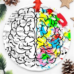 Brain Left Logic Language Science Round Filigree Ornament (two Sides) by pakminggu