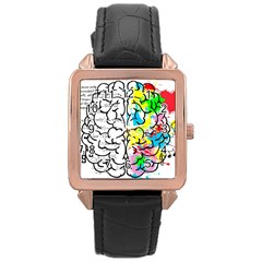 Brain Left Logic Language Science Rose Gold Leather Watch  by pakminggu