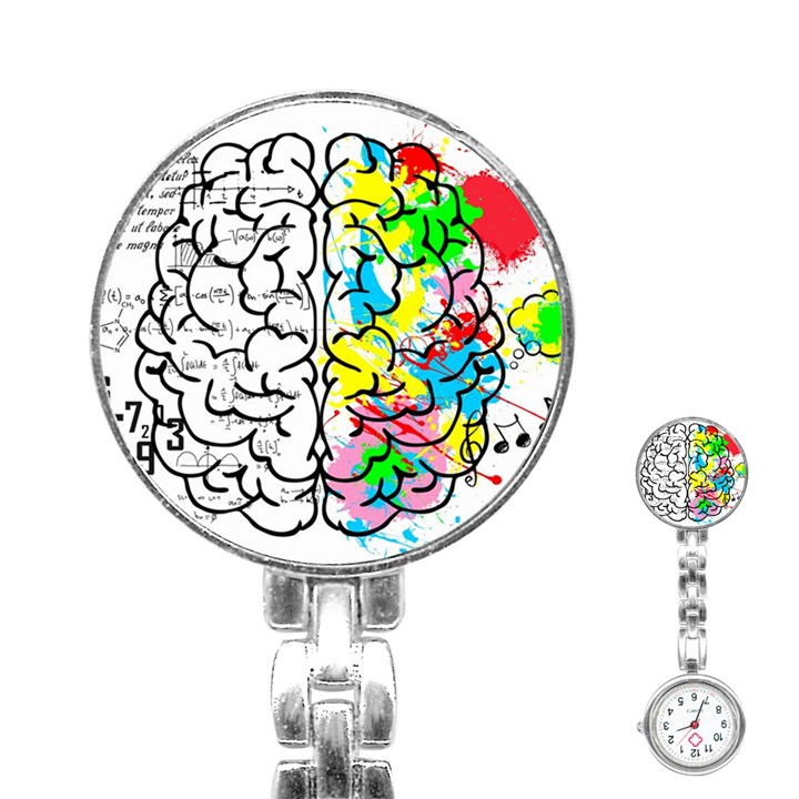 Brain Left Logic Language Science Stainless Steel Nurses Watch