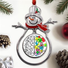 Brain Left Logic Language Science Metal Snowman Ornament