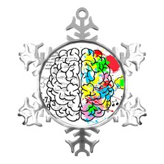 Brain Left Logic Language Science Metal Small Snowflake Ornament by pakminggu