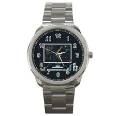 Remote Work Work From Home Online Work Sport Metal Watch by pakminggu